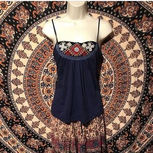 Embroidered Aztec Navy Tank size sm
